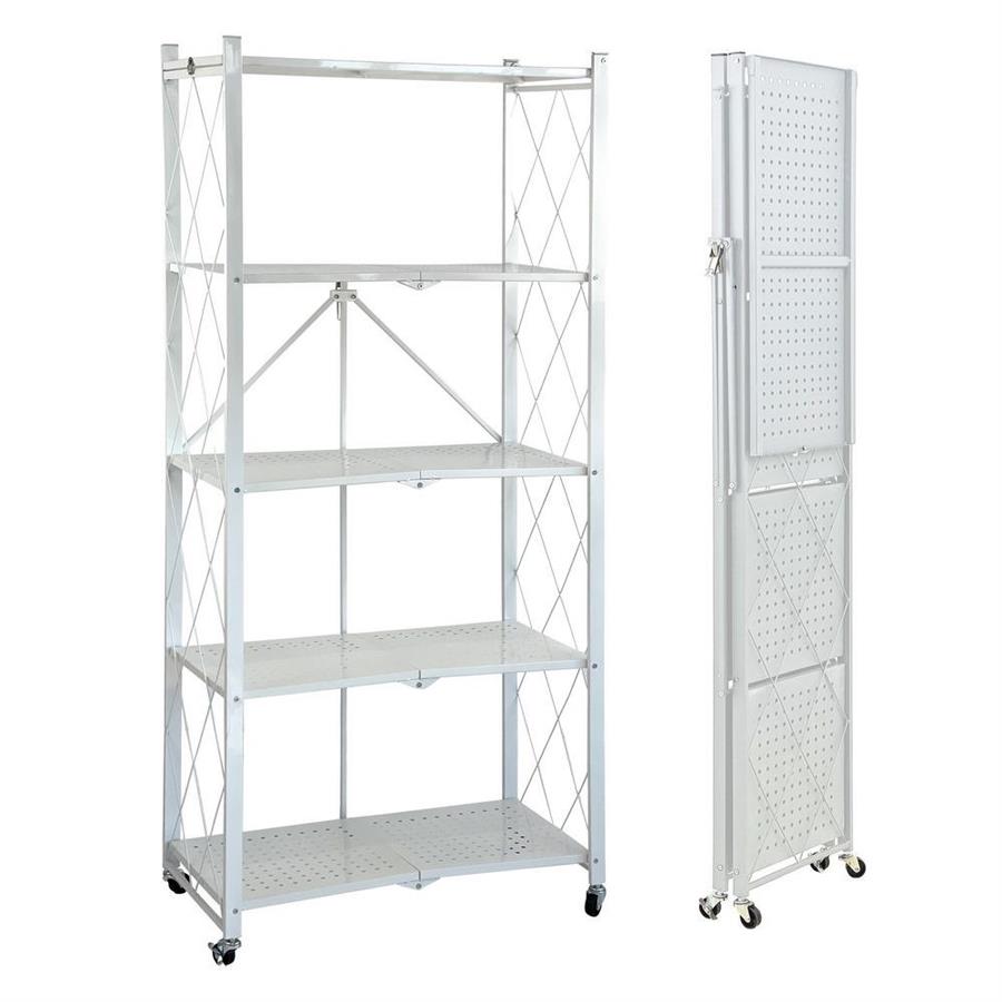 Scaffale in metallo bianco richiudibile 5 ripiani