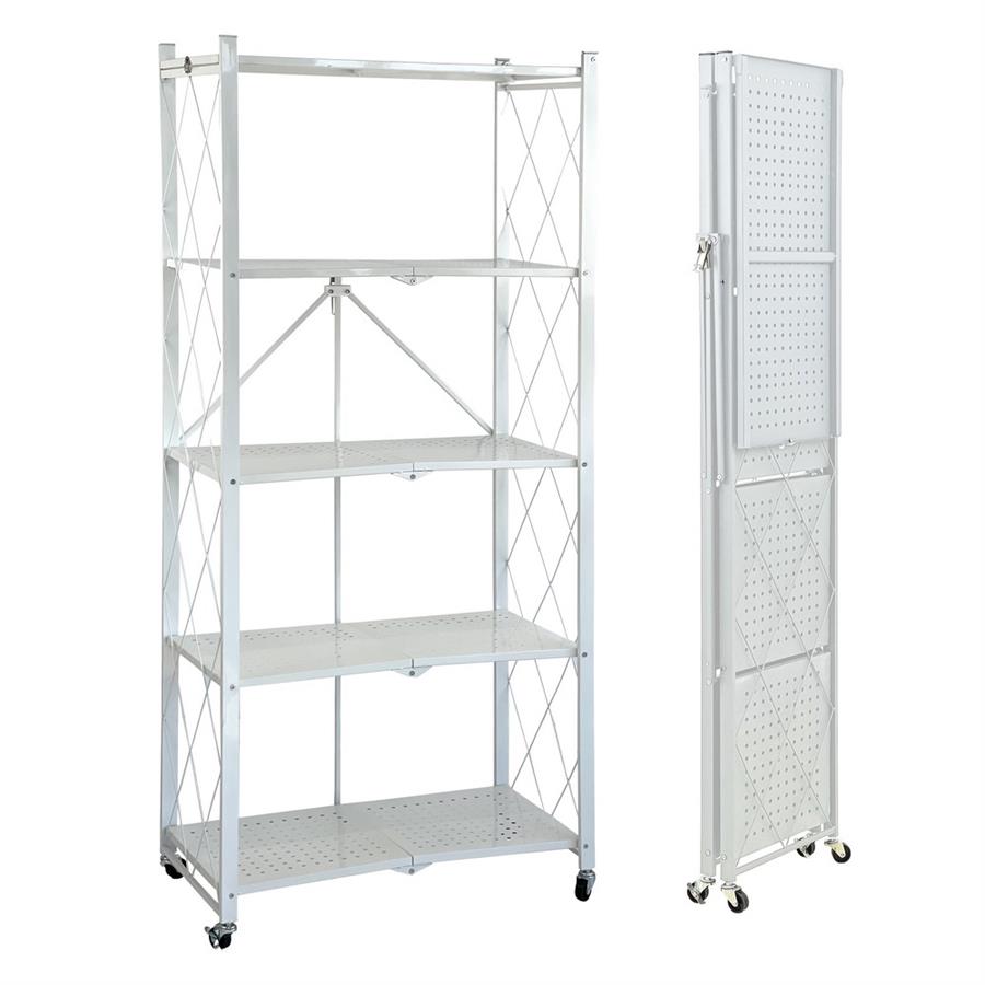 Scaffale in metallo bianco richiudibile 5 ripiani