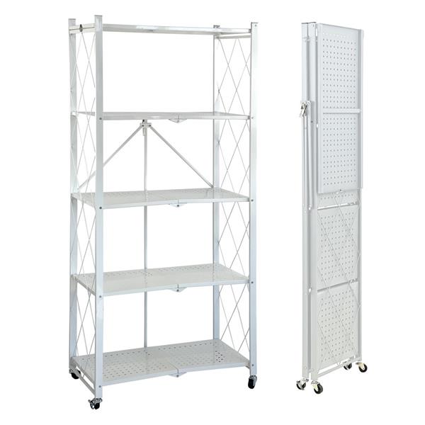 Scaffale in metallo bianco richiudibile 5 ripiani