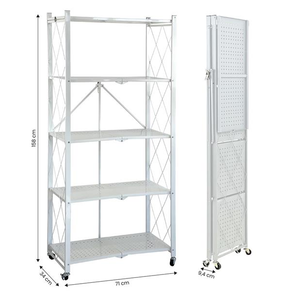 Scaffale in metallo bianco richiudibile 5 ripiani