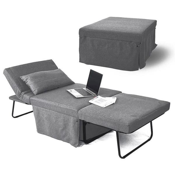 Pouf letto poltrona richiudibile con cuscino grigio scuro - Bibi
