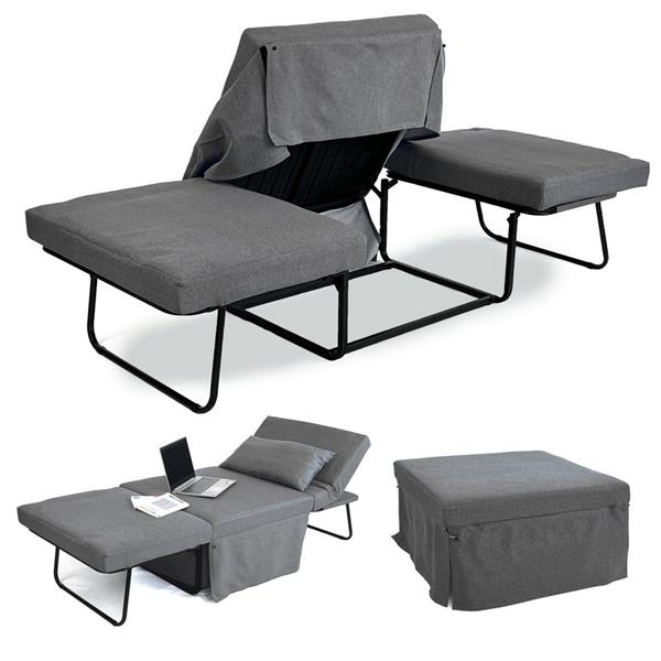 Pouf letto poltrona richiudibile con cuscino grigio scuro - Bibi