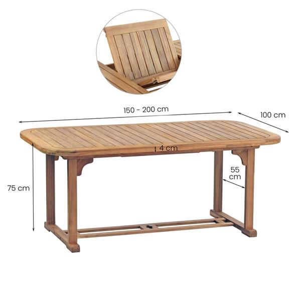 Tavolo giardino in legno rettangolare allungabile 150-200cm Brian