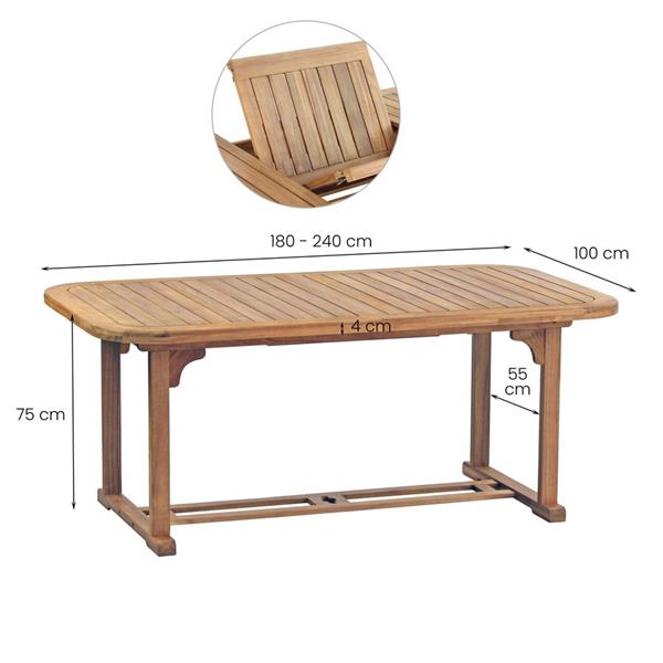 Tavolo allungabile da giardino in legno 180-240cm Brian
