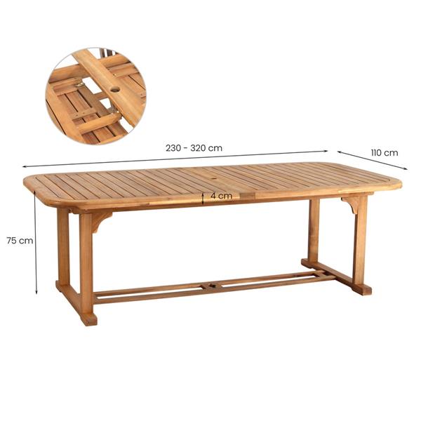 Tavolo da giardino in legno estensibile 230-320cm Brian
