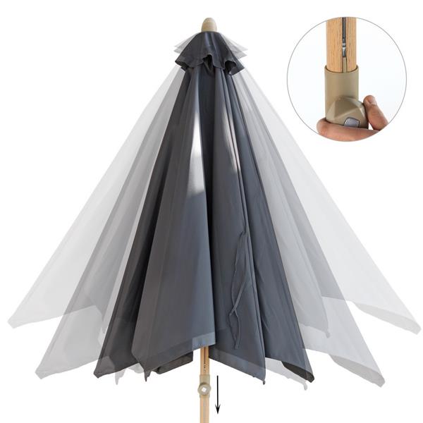 Ombrellone giardino in alluminio con palo centrale Wood nero 3m