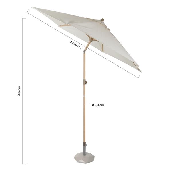 Ombrellone da esterni effetto legno a palo centrale Wood beige 3m
