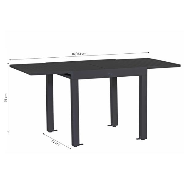 Tavolo da giardino in alluminio allungabile 82-163 cm Lipari grigio