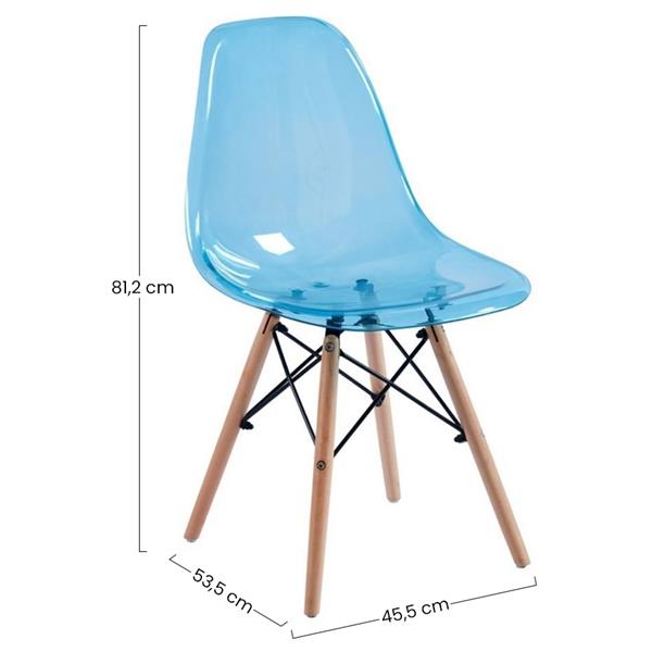 Sedie moderne da cucina colorate con seduta trasparente blu - Betty