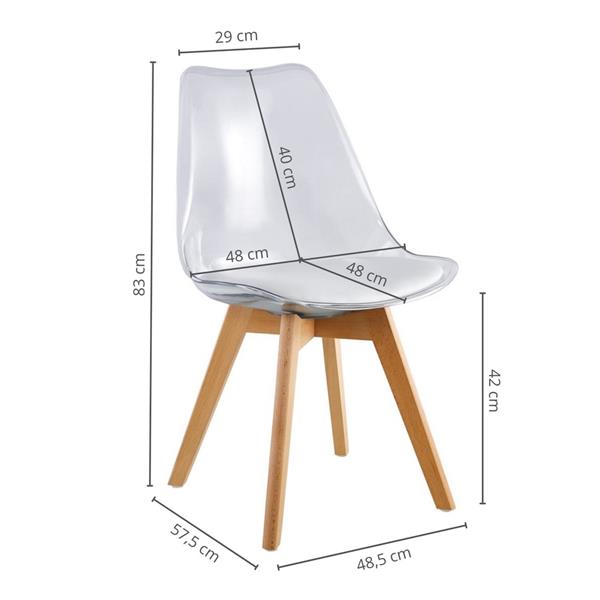 Set da 4 sedie per cucina trasparenti - Linda