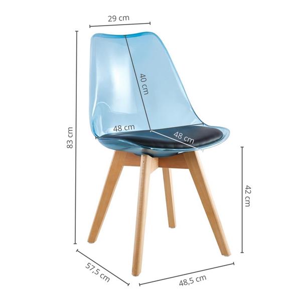 Sedie da pranzo design trasparente blu - Linda