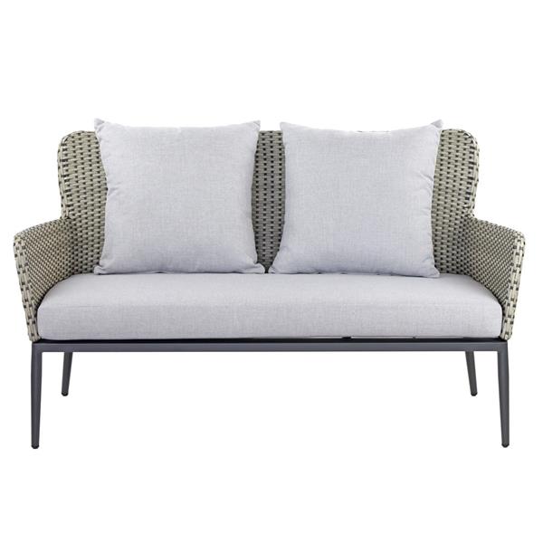 Set divano, poltrone e tavolino da giardino in alluminio e rattan pe Luxury