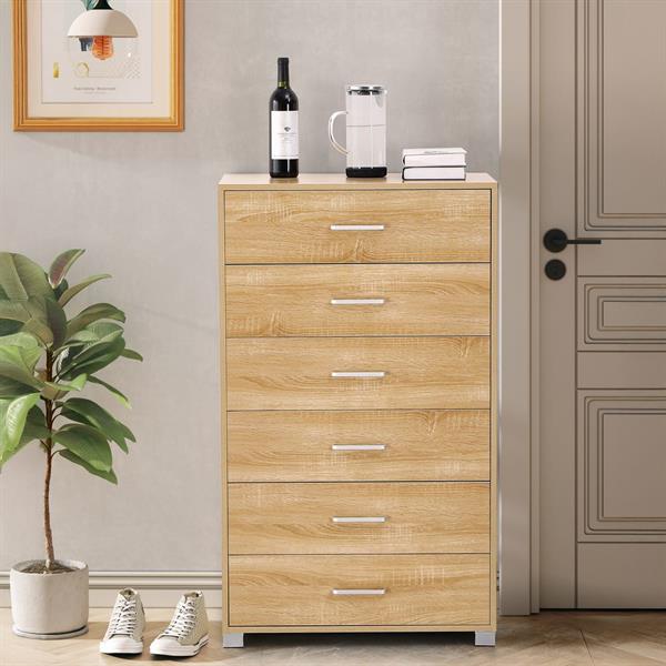 Cassettiera in legno 6 cassetti rovere chiaro 68X40X115 cm - Nancy