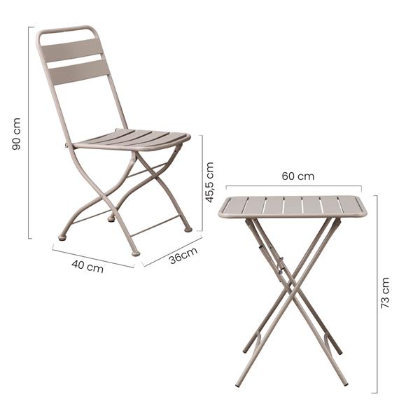 Set tavolino e sedie da esterni pieghevoli talpa Mia