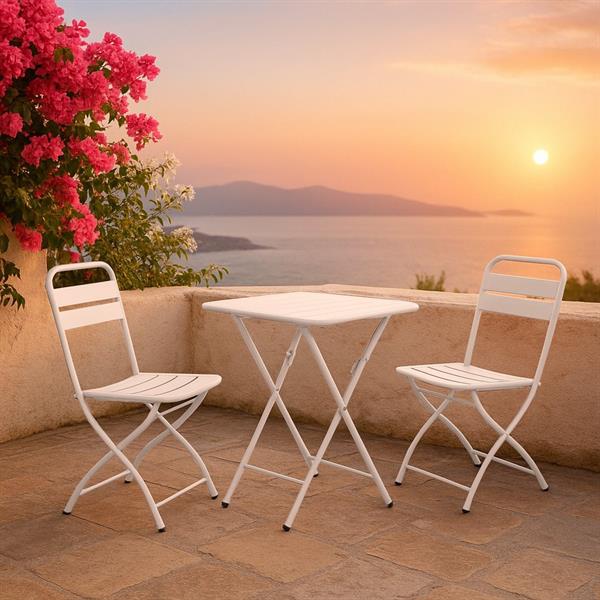 Set tavolino e sedie da giardino pieghevoli bianco Mia