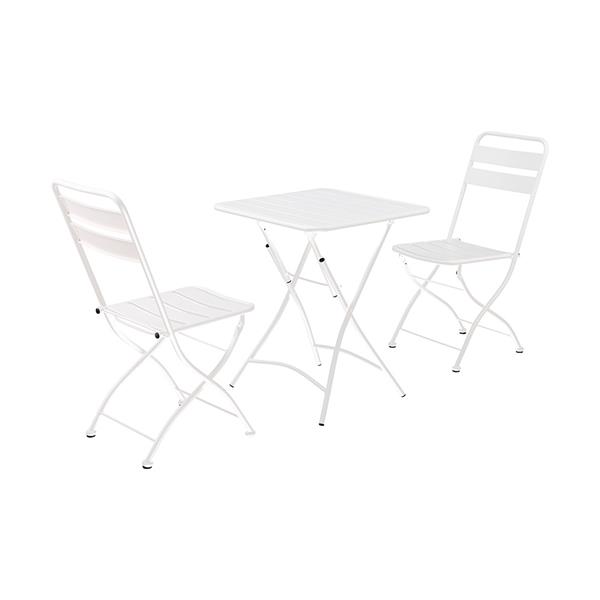 Set tavolino e sedie da giardino pieghevoli bianco Mia