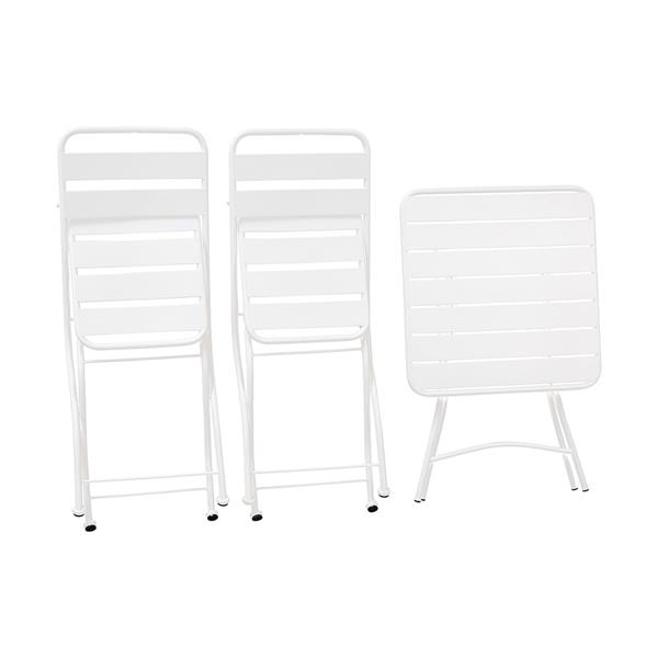 Set tavolino e sedie da giardino pieghevoli bianco Mia