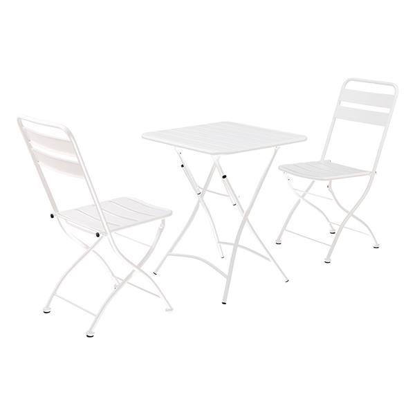 Set tavolino e sedie da giardino pieghevoli bianco Mia