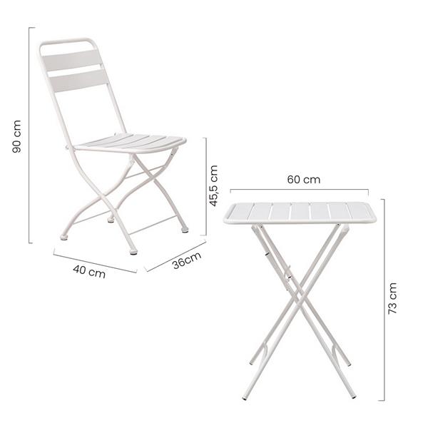Set tavolino e sedie da giardino pieghevoli bianco Mia