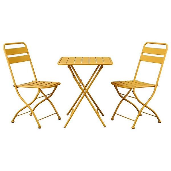 Set balcone con sedie e tavolino pieghevoli mostarda Mia