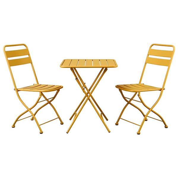 Set balcone con sedie e tavolino pieghevoli mostarda Mia