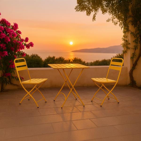 Set balcone con sedie e tavolino pieghevoli mostarda Mia