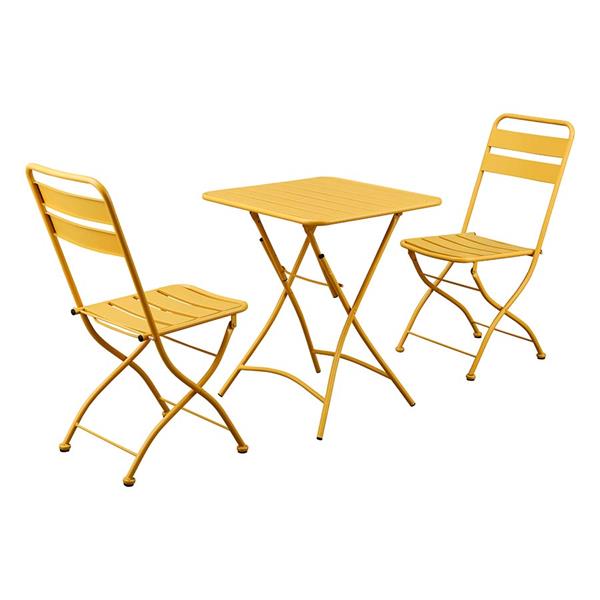 Set balcone con sedie e tavolino pieghevoli mostarda Mia