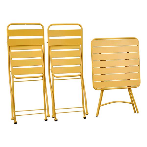 Set balcone con sedie e tavolino pieghevoli mostarda Mia