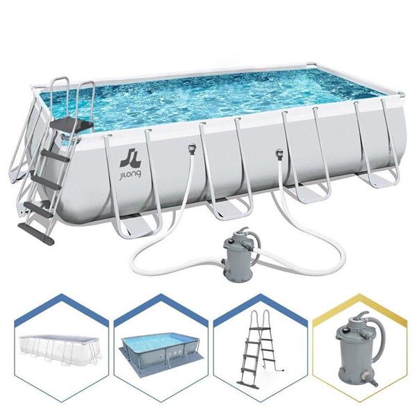 Piscina rettangolare con struttura 549x305x122 cm con pompa, scaletta e telo