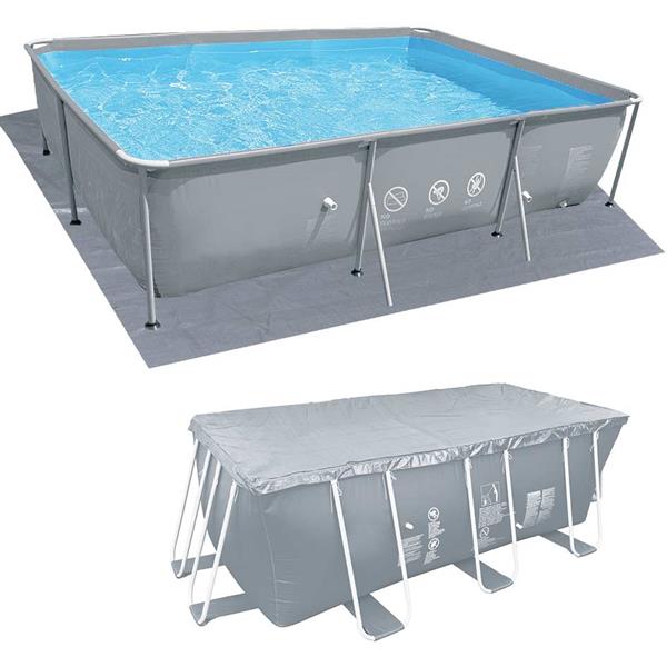 Piscina rettangolare con struttura 549x305x122 cm con pompa, scaletta e telo