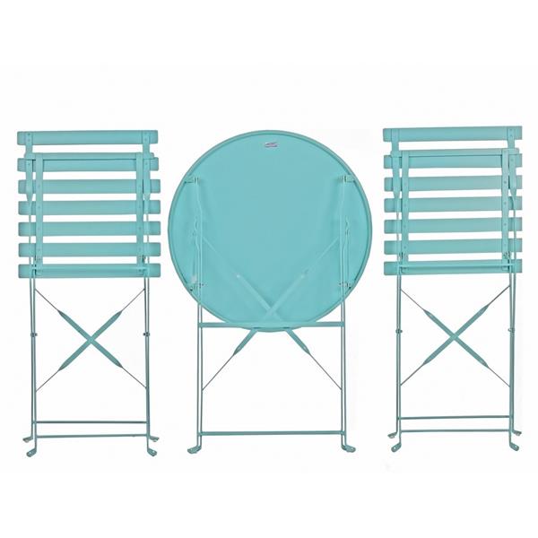 Set tavolino e sedie da giardino in acciaio pieghevoli Dalia blu