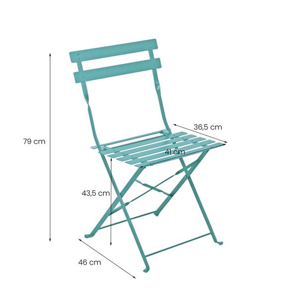 Set tavolino e sedie da giardino in acciaio pieghevoli Dalia blu