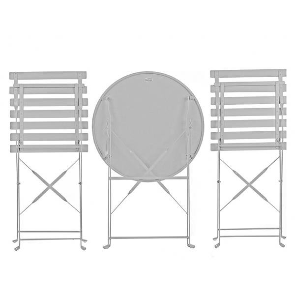 Set balcone con sedie e tavolino in acciaio pieghevoli Dalia grigio