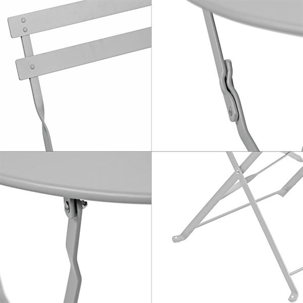 Set balcone con sedie e tavolino in acciaio pieghevoli Dalia grigio