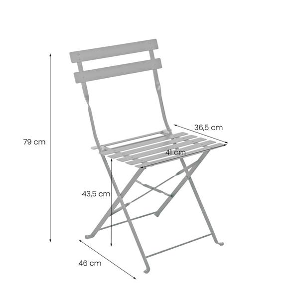 Set balcone con sedie e tavolino in acciaio pieghevoli Dalia grigio