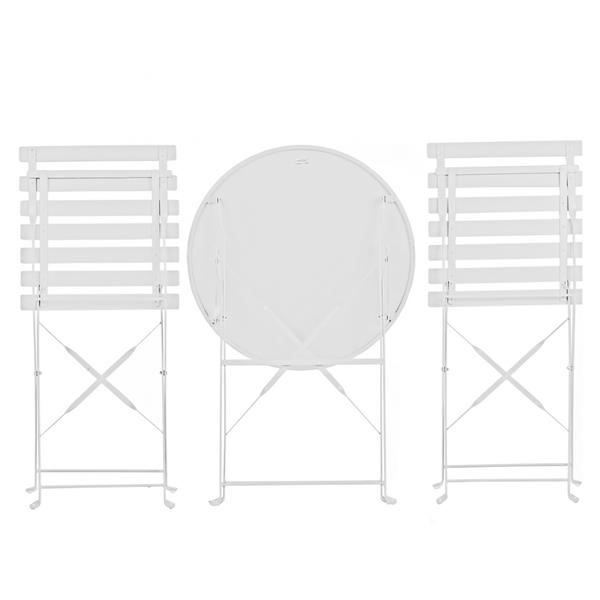 Set tavolino e sedie da esterni in acciaio richiudibili Dalia bianco