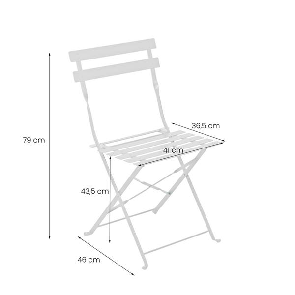 Set tavolino e sedie da esterni in acciaio richiudibili Dalia bianco