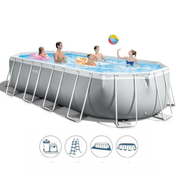 Piscina ovale fuori terra 610x305x122cm con scaletta e pompa 26798 Intex
