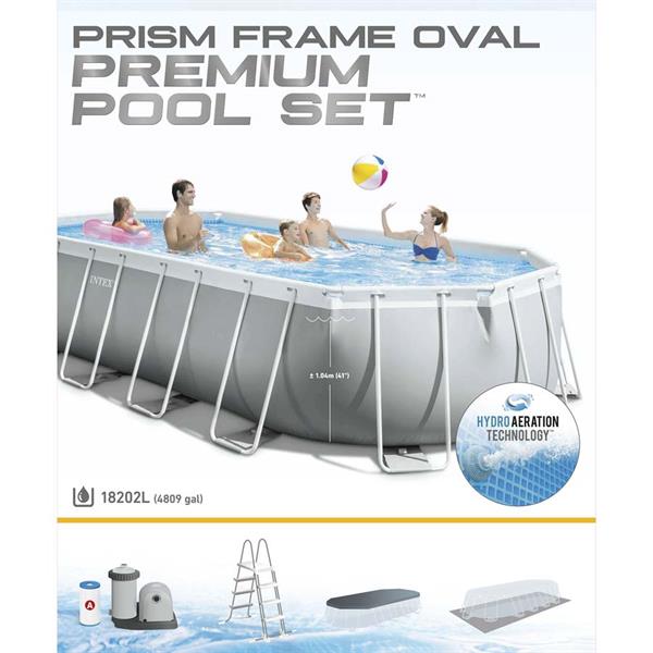 Piscina ovale fuori terra 610x305x122cm con scaletta e pompa 26798 Intex