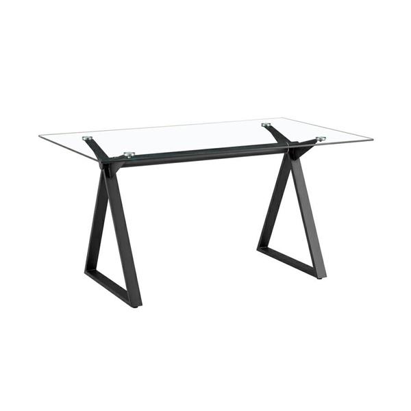 Tavolo da pranzo rettangolare 150x90 cm con piano in vetro temperato
