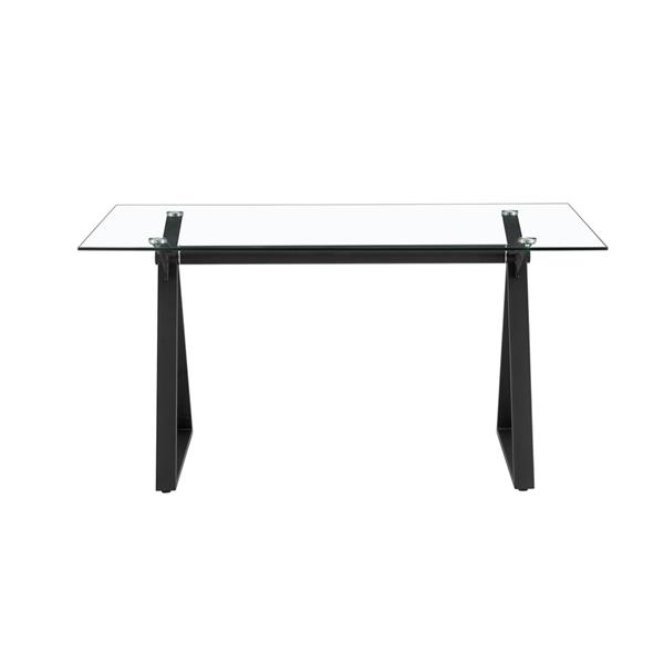 Tavolo da pranzo rettangolare 150x90 cm con piano in vetro temperato