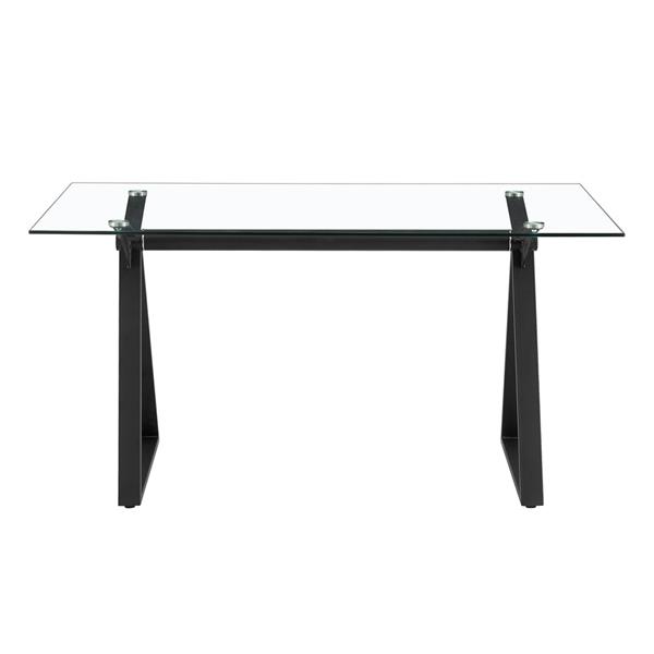 Tavolo da pranzo rettangolare Smart 150x90 cm con piano in vetro e gambe in ferro nero - Smart