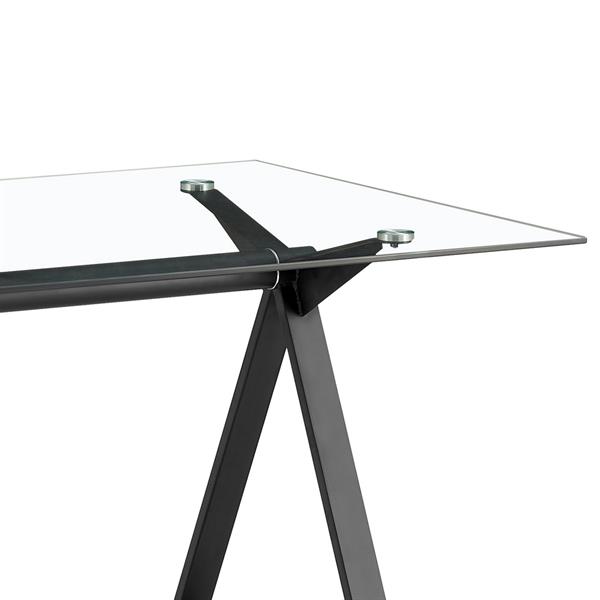 Tavolo da pranzo rettangolare Smart 150x90 cm con piano in vetro e gambe in ferro nero - Smart