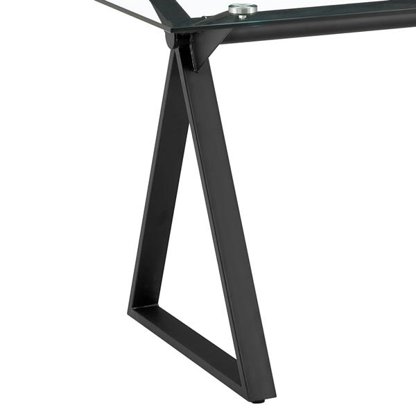 Tavolo da pranzo rettangolare Smart 150x90 cm con piano in vetro e gambe in ferro nero - Smart