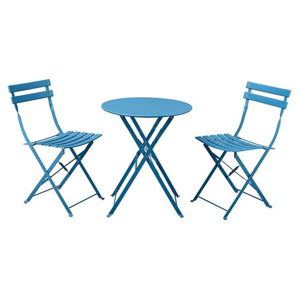 Set tavolino e sedie da giardino pieghevoli blu niagara Teresa