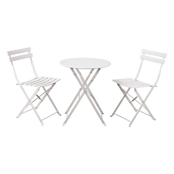Set tavolino e sedie da esterni richiudibili bianco Teresa