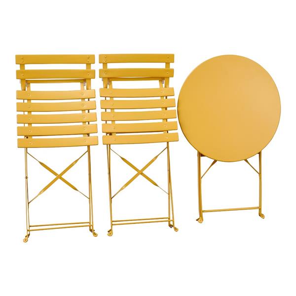 Set tavolino e sedie da balcone pieghevoli mostarda Teresa