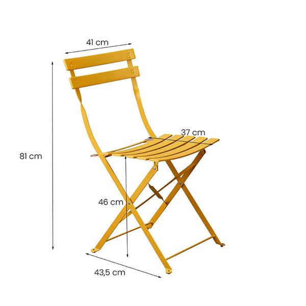 Set tavolino e sedie da balcone pieghevoli mostarda Teresa