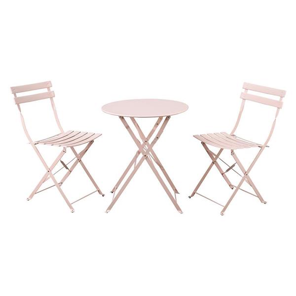 Set tavolino e sedie da giardino pieghevoli salsa rosa Teresa