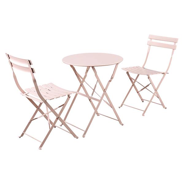 Set tavolino e sedie da giardino pieghevoli salsa rosa Teresa